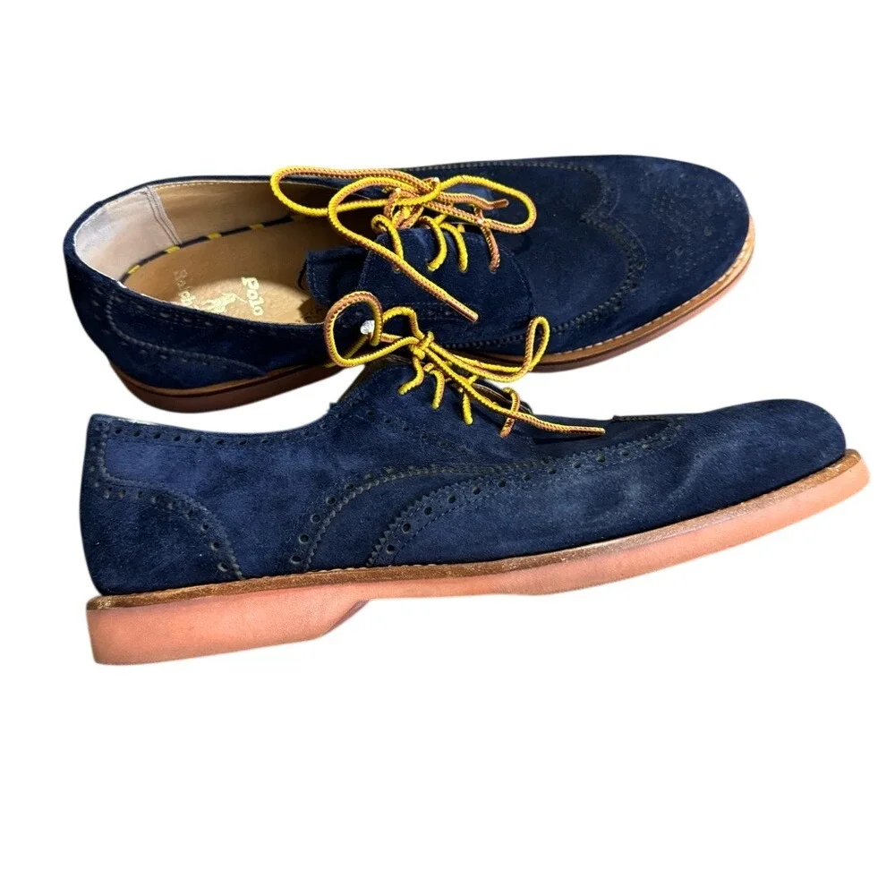 Polo Ralph Lauren Rhett Wingtip Oxfords Blue Suede Sz 11D Preppy Old Money